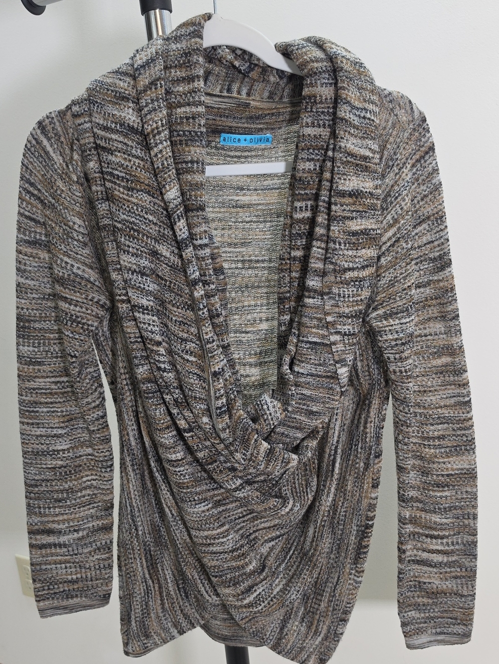 Alice + Olivia Brown Multi-Tone Cowl Neck Sweater